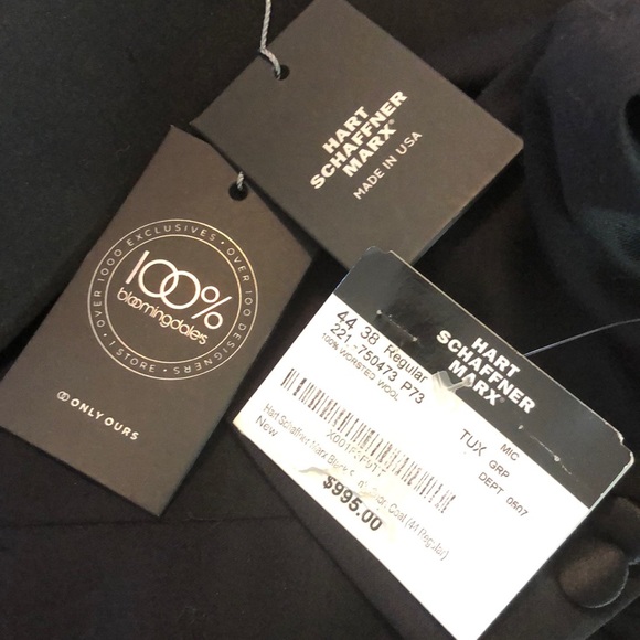 HART SCHAFFNER MARX size 44R Blazer Classic Black 100% Worsted Wool $995 NEW - Picture 7 of 14